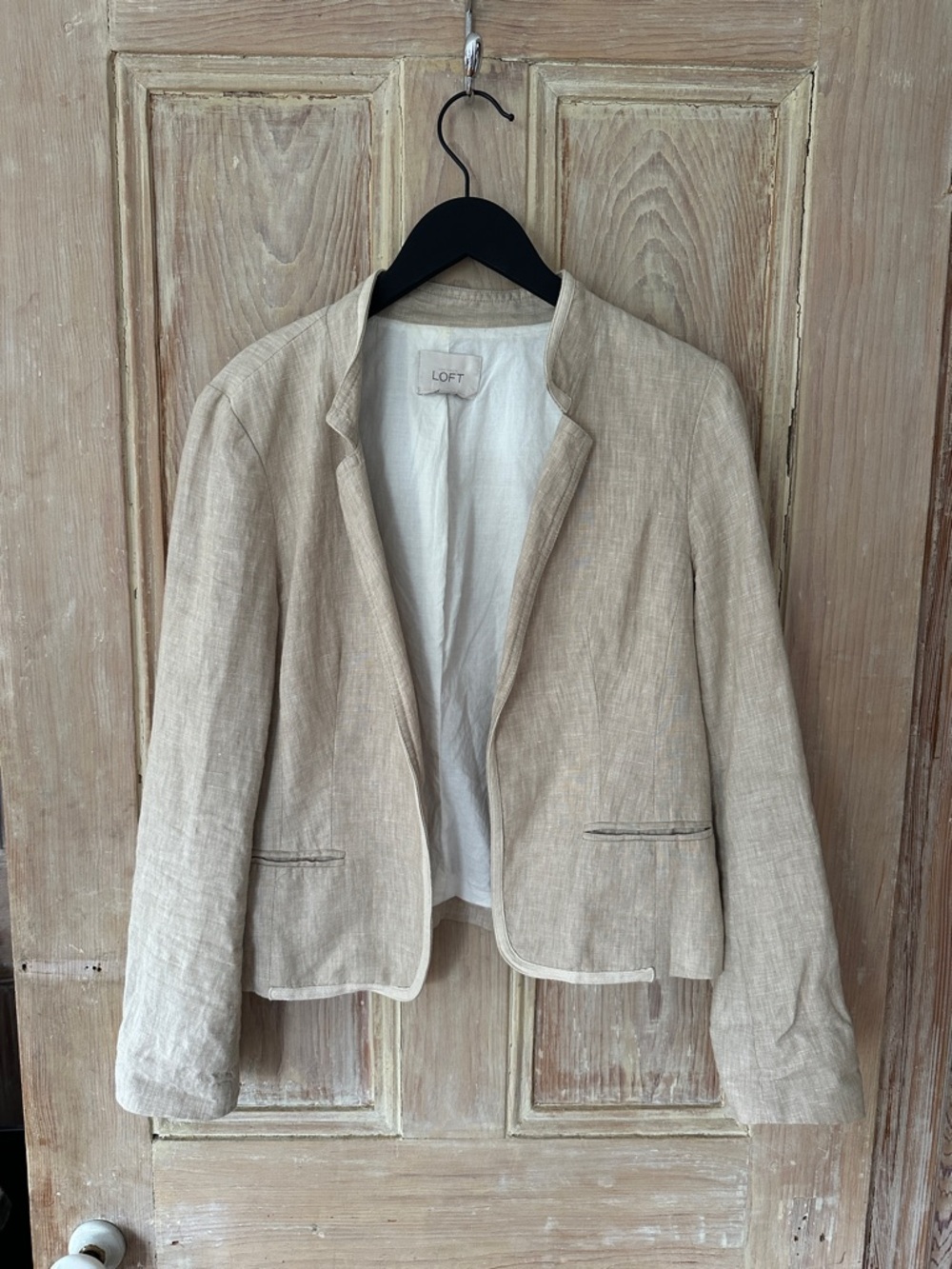 LOFT Beige/Cream Open Linen-Blend Blazer